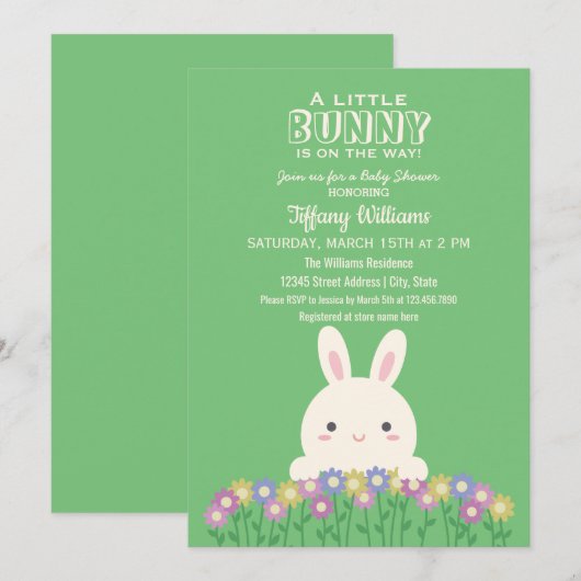 Er is een kleine bunny onderweg naar de schoenpooi kaart (Voorkant / Achterkant)