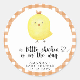 Er is een kleine kip onderweg - Baby shower Ronde Sticker