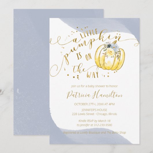 Er is een kleine pompoen op weg naar elegant Baby  Kaart (Voorkant / Achterkant)