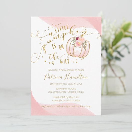 Er is een kleine pompoen op weg naar elegant Baby  Kaart (Staand voorkant)