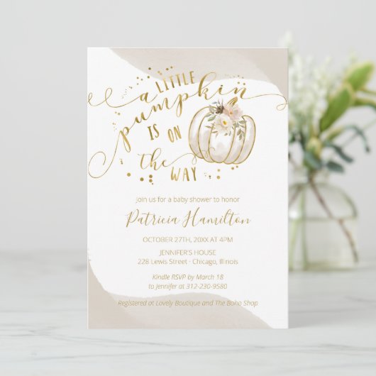 Er is een kleine pompoen op weg naar elegant Baby  Kaart (Staand voorkant)