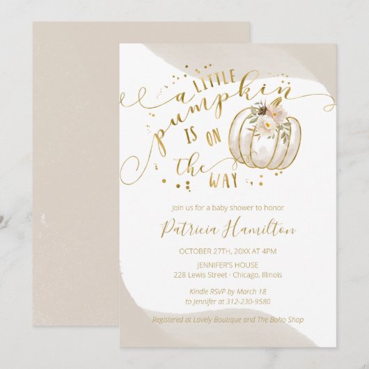 Er is een kleine pompoen op weg naar elegant Baby  Kaart (Voorkant / Achterkant)