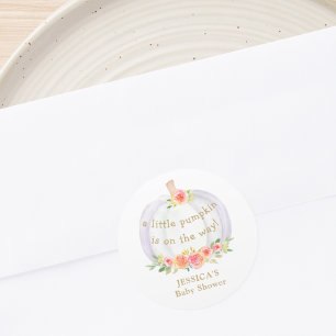 Er is een kleine pompoen op weg naar Floral Baby s Ronde Sticker
