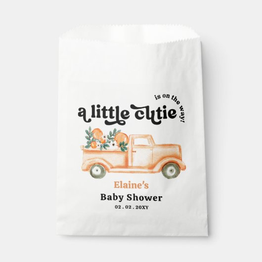 Er is een kleine snee op weg naar Oranje Baby show Bedankzakje (Voorkant)