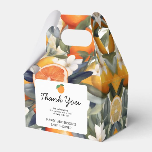 Er is een kleine stropdas op weg naar Citrus Baby  Bedankdoosjes (Voorkant Zijde)