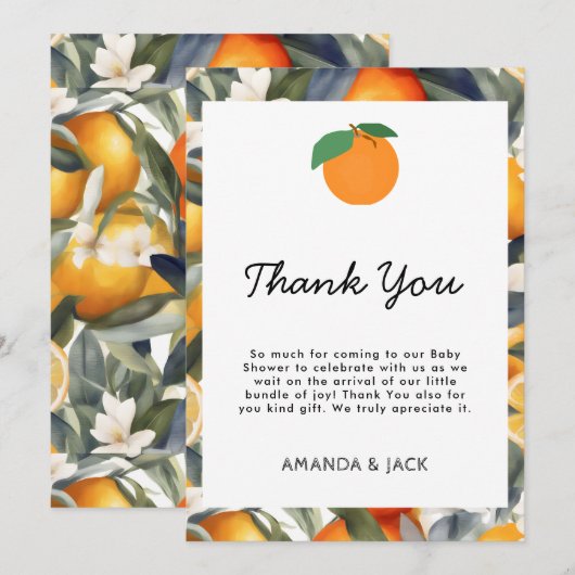 Er is een kleine stropdas op weg naar Citrus Baby  Bedankkaart (Voorkant / Achterkant)