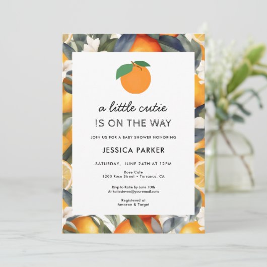 Er is een kleine stropdas op weg naar Citrus Baby  Kaart (Staand voorkant)