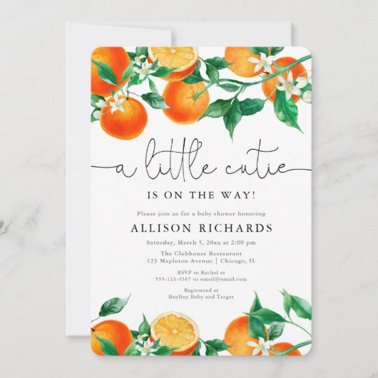 Er is een kleine stropdas op weg naar citrusbaby s kaart (Voorkant)