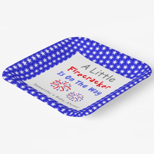 Er is een kleine vuurwerker onderweg papieren bordje (Gebogen)