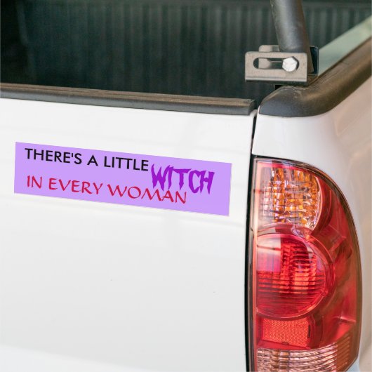 ER IS EEN KLEINE, WITCH, IN ELKE VROUW BUMPERSTICKER (Op Truck)