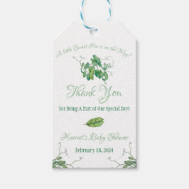 Er is een kleine zoete erwt onderweg. Baby Shower Cadeaulabel