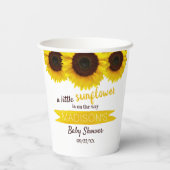 Er is een kleine zonnebloem onderweg. Baby shower Papieren Bekers (Achterkant)