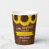 Er is een kleine zonnebloem onderweg. Baby shower Papieren Bekers (Achterkant)