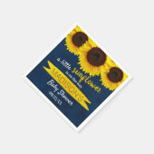 Er is een kleine zonnebloem onderweg. Baby shower Servet (Hoek)