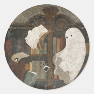 Er is een klopgeest in de bibliotheek ronde sticker