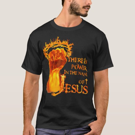 Er is een kracht in de Naam van Jezus Christelijk T-shirt (Voorkant)
