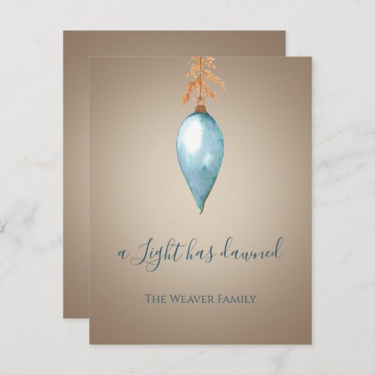 Er is een licht aangebroken | Blue Waterverf Chris Feestdagenkaart (Voorkant / Achterkant)