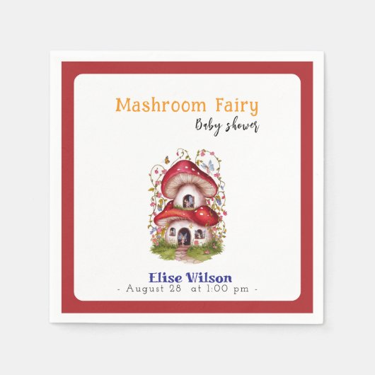 Er is een lieve kleine paddenstoelenfee onderweg servet (Voorkant)