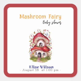 Er is een lieve kleine paddenstoelenfee onderweg vierkante sticker