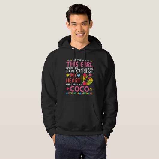 Er is een meisje dat ze me Coco Autism Awarene noe Hoodie (Voorkant volledig)