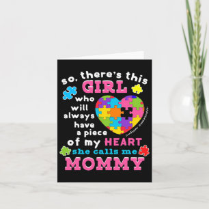 Er is een meisje dat ze noemt me mama autisme bewu kaart