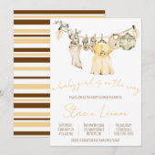 Er is een meisje onderweg! Clothesline-Baby shower Kaart (Voorkant / Achterkant)