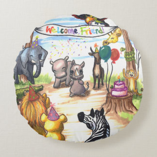 Er is een New Rhino in de Town Cotton Party Pillow Rond Kussen