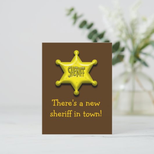 Er is een nieuwe sheriff in de stad. briefkaart (Staand voorkant)