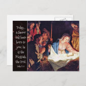 Er is een redder geboren, Luke 2 kerstfeest. Feestdagenkaart (Voorkant / Achterkant)