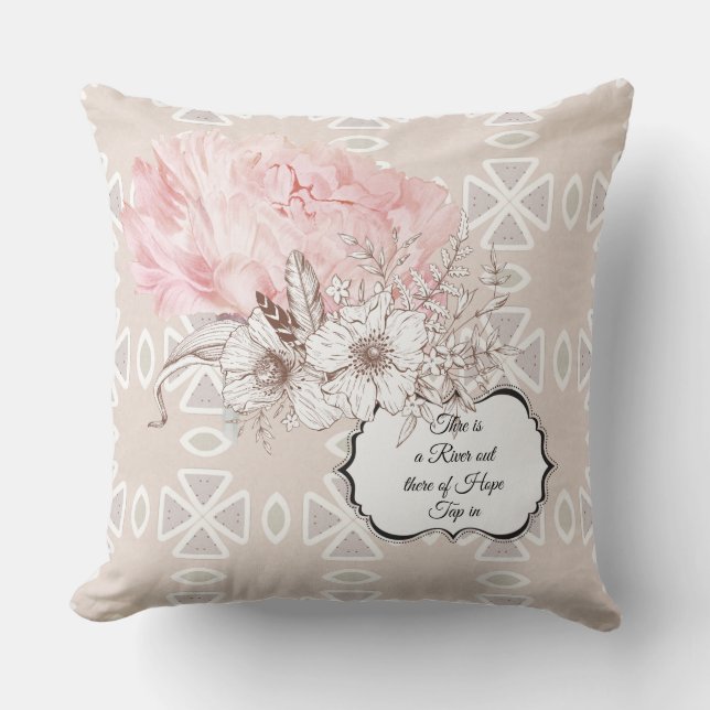 Er is een River of Hope Geometric Floral Pillow Kussen (Voorkant)
