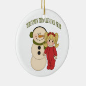 Er is een sneeuwvriend als een oude feestdag. keramisch ornament (Rechts)