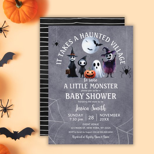 Er is een spookachtig Halloween Baby shower Kaart