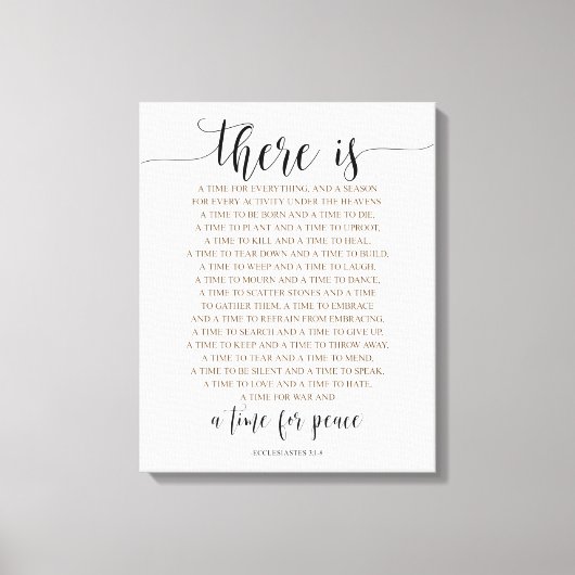 Er is een tijd voor alles, ecclesiastes 3:1-8 canvas afdruk (Voorkant)