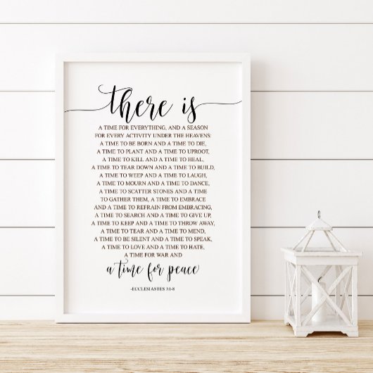 Er is een tijd voor alles, ecclesiastes 3:1-8 poster