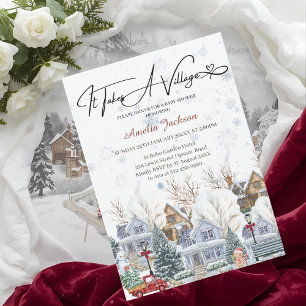 Er is een uitnodiging voor het Village Baby shower