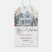 Er is een uitnodiging voor het Village Baby shower Cadeaulabel (Voorkant)