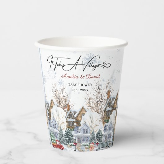 Er is een uitnodiging voor het Village Baby shower Papieren Bekers (Voorkant)