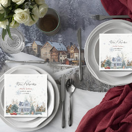 Er is een uitnodiging voor het Village Baby shower Servet