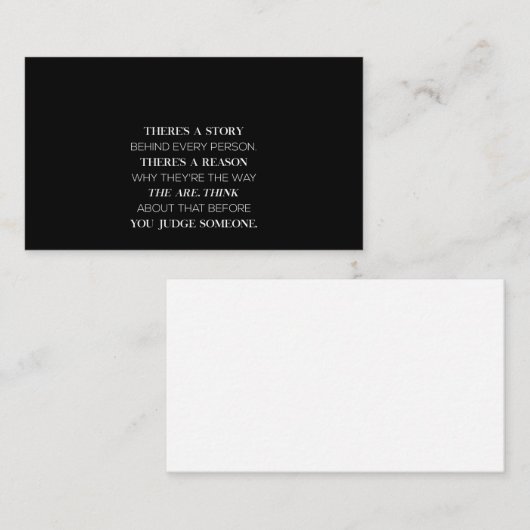 er is een verhaal achter elke persoon die een reas visitekaartje (Voorkant / Achterkant)