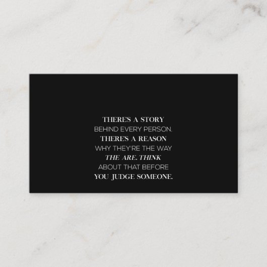 er is een verhaal achter elke persoon die een reas visitekaartje (Voorkant)