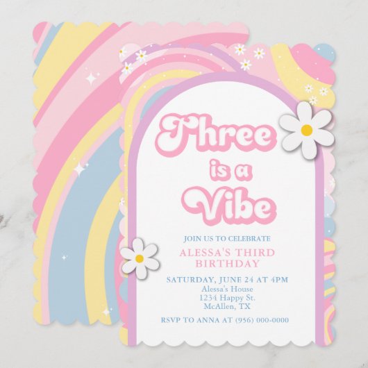 Er is een Vibe Groovy, Retro Meisje Pastel Kleuren Kaart (Voorkant / Achterkant)