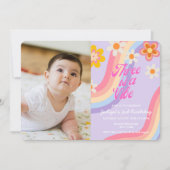 Er is een vibe Retro Rainbow baby foto Kaart (Voorkant)