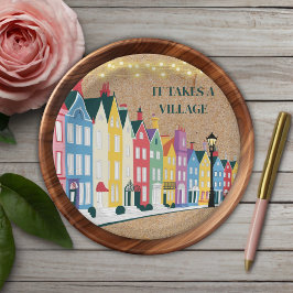 Er is een Village Modern Craft Baby shower Papieren Bordje