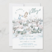 Er is een Village Stork Winter Boy Baby shower voo Kaart (Voorkant)