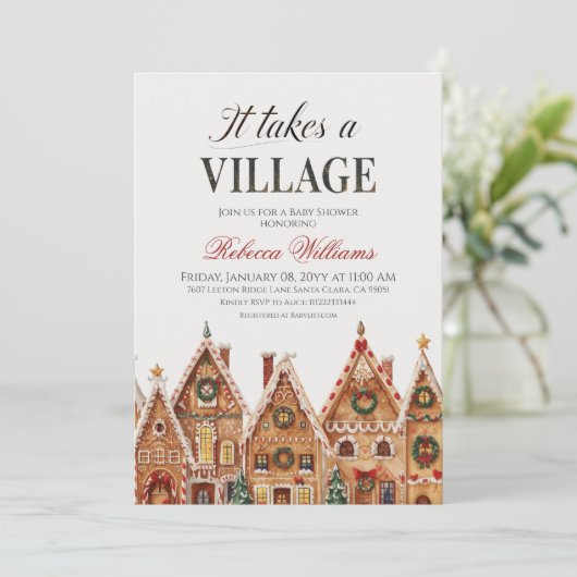 Er is een winterse kerst Baby shower nodig Kaart (Staand voorkant)