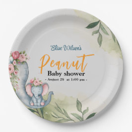 Er is een zoete kleine pinda onderweg papieren bordje