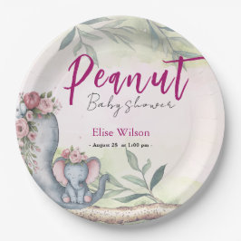 Er is een zoete kleine pinda onderweg papieren bordje