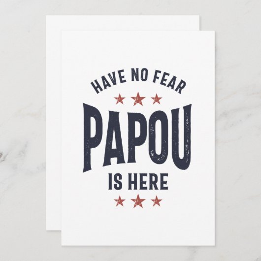 Er is geen angst dat Papou hier is | vader opa Gif Bedankkaart (Voorkant / Achterkant)