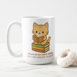 Er is geen ding zoals te veel boeken kat koffiemok