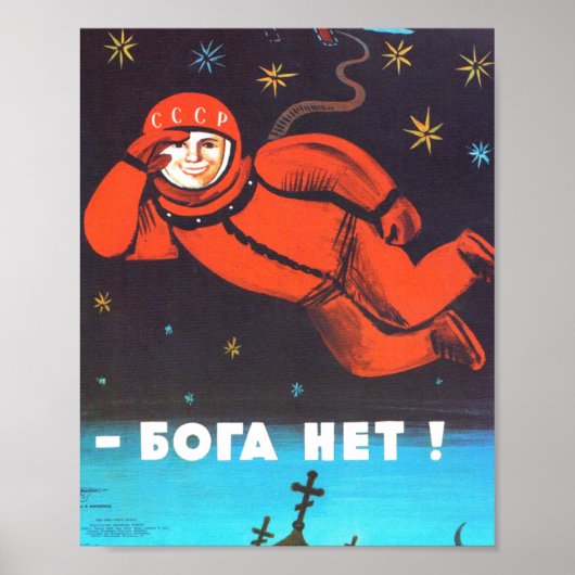 Er is geen god. Б г Н е т. Cosmonaut Yuri Gagarin Poster (Voorkant)